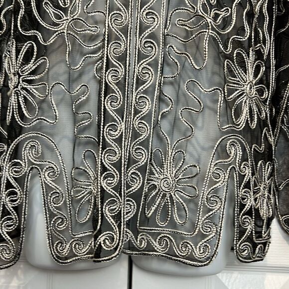 Valenti Black Sheer Embroidered Long Sleeve Cardigan Top Jacket Size S - Picture 8 of 17